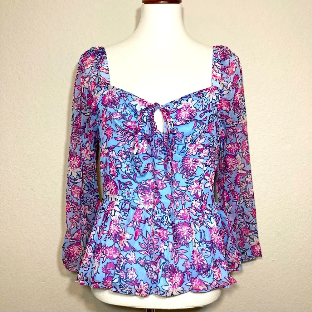 NWT FRENCH CONNECTION Women’s Hallie Peplum Smocked Back Halter Top Size Large - Picture 2 of 16